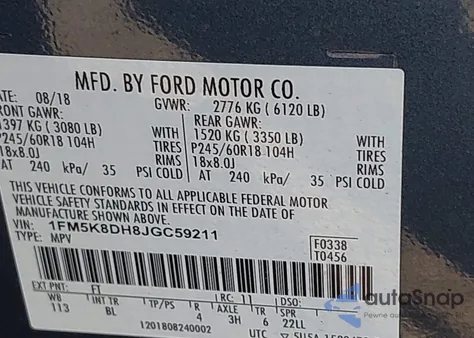 2018 Ford Explorer Xlt from USA, damaged, VIN 1FM5K8DH8JGC59211